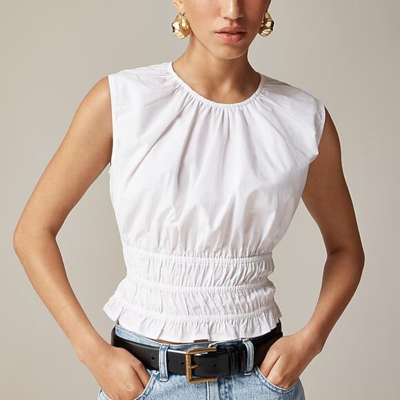 J. Crew Womens Hyacinth top in cotton poplin Small White color - Picture 2 of 8